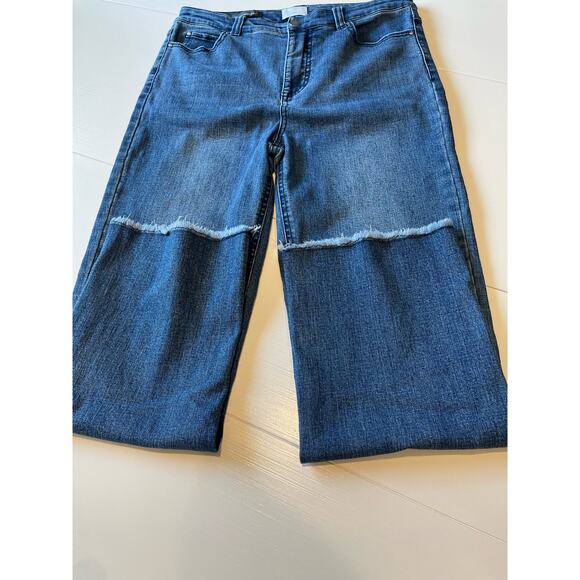 Ecru Jeans The La Cienega Stovepipe Jean Blue Med Wash Raw Fringe Hem Size 26 - Picture 6 of 12